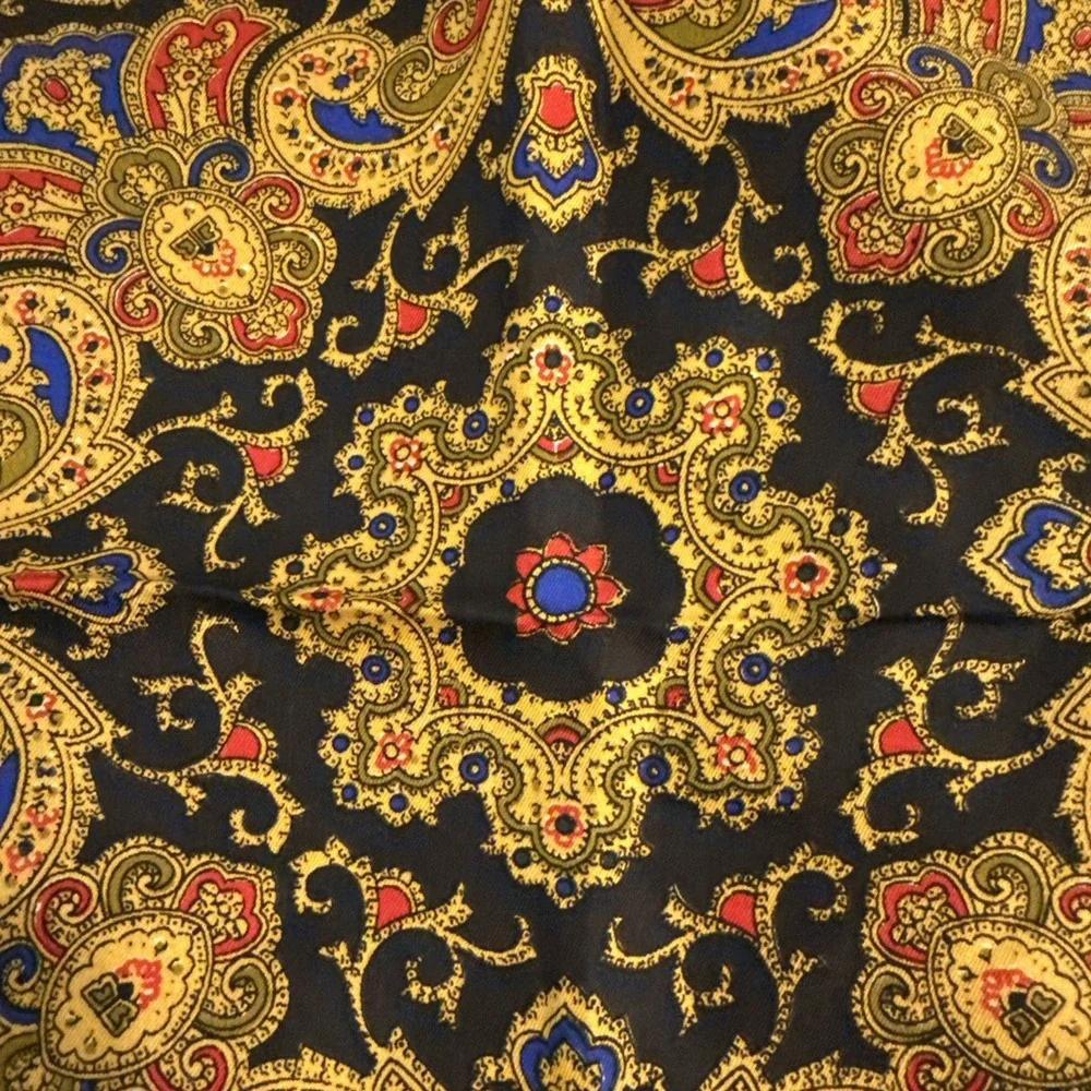 Vintage  Lot Of 2 100% Pure Silk Hand rolled Paisley Scarf 17/17